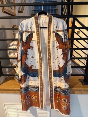 Sabina Savage Princely Parrots midi jacket / duster size S